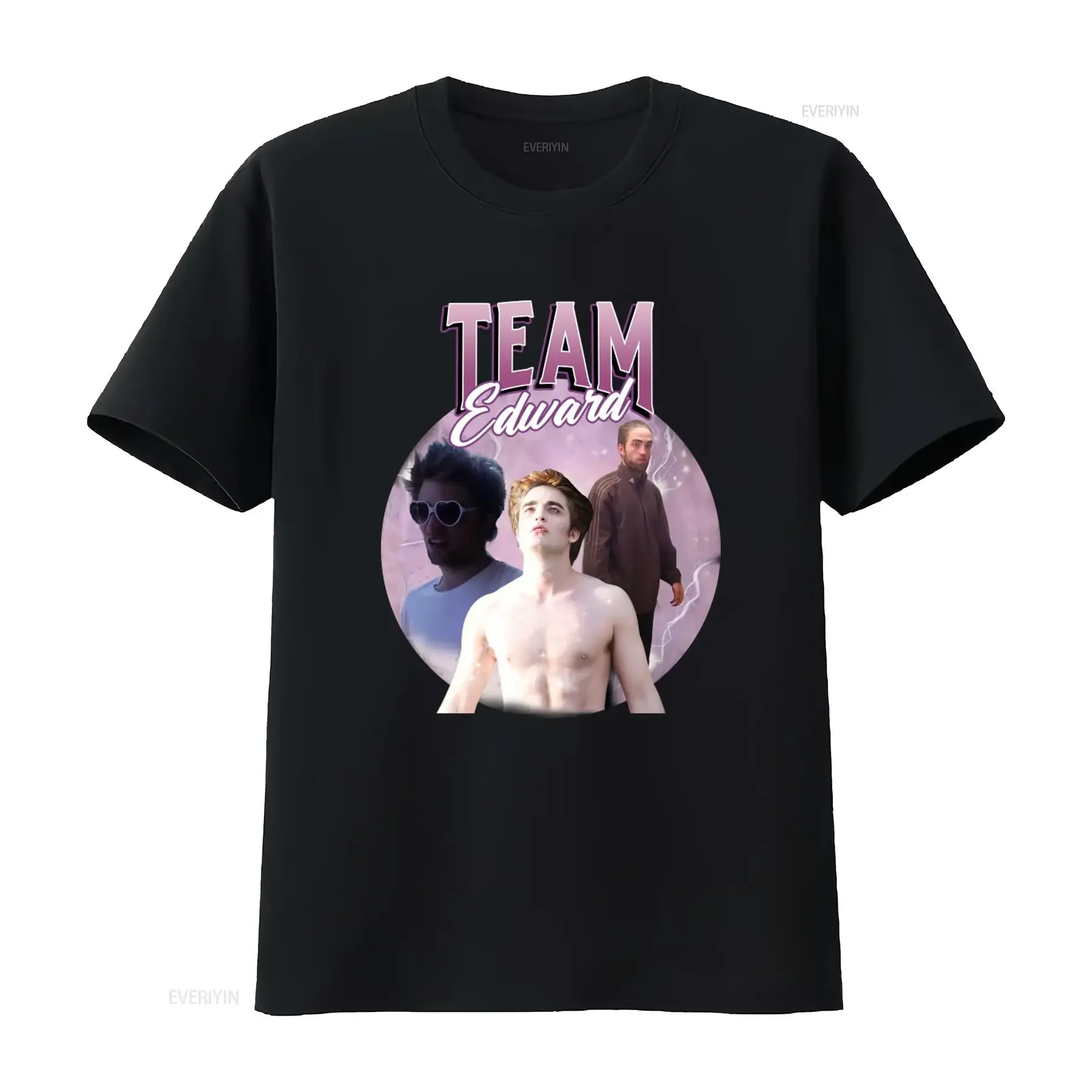 Фото Футболка Team Edward Twilight Saga с дизайном Cullen Bootleg, забавным мем-принтом для фанатов, винтажная, с эффектом потертости, дизайнерская одежда №1