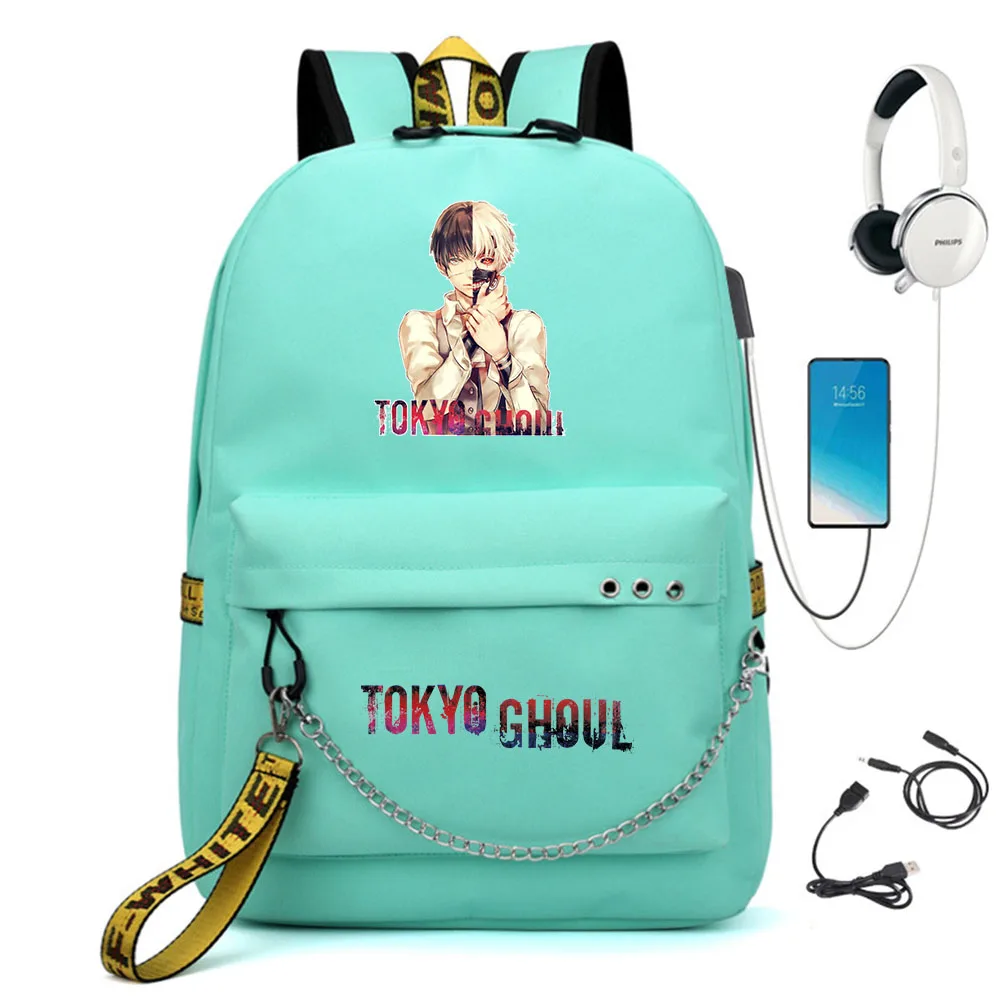 

Anime Tokyo Ghoul Nylon Backpack Casual USB Charge Schoolbag Packsack Cartoon Student Teenager Knapsack Laptop Bag Zip Bookbag