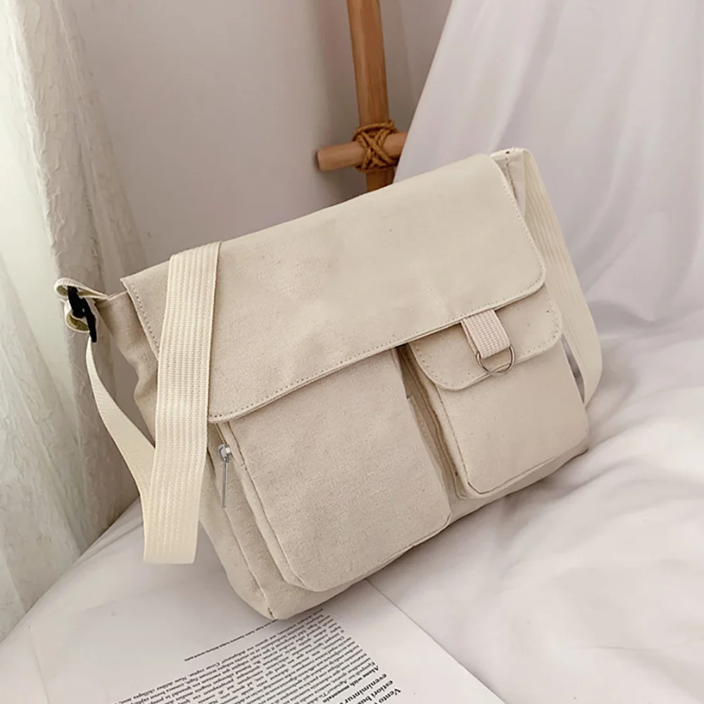 2024 женская повседневная сумка через плечо студенческий стиль дикая холщовая