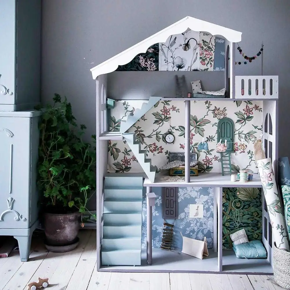 

Роскошный белый деревянный кукольный дом, книжный шкаф, детская мебель для кукол, дом