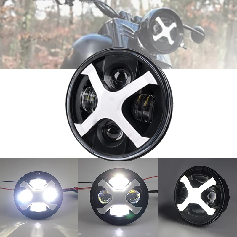 

5-3/4" 5.75" Motorcycle LED Headlight with High&Low Beam Headlamp with DRL For Harley Dyna Street Bob Super Wide Glide Iron 1200