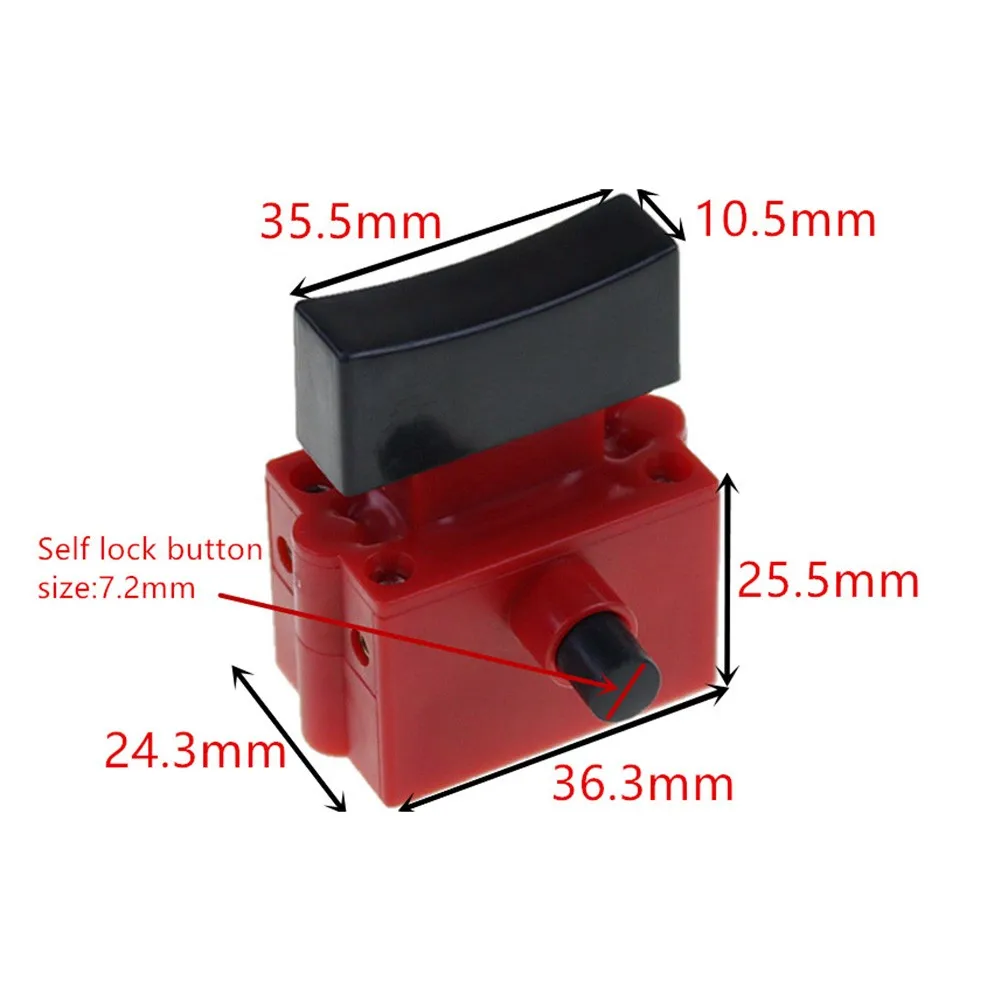 

1PCS FA2-10/2B 10A 250V 5E4 Black+Red Self Rest Power Tool Electric Drill Speed Control Trigger Button Switch