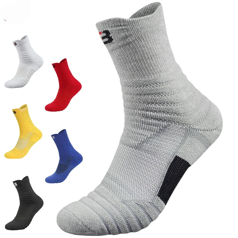 

High Quality Gradient Men Women Elite Basketball Socks Non-slip Thicken Cotton Towel Bottom Outdoor Sports Cycling Running Socks