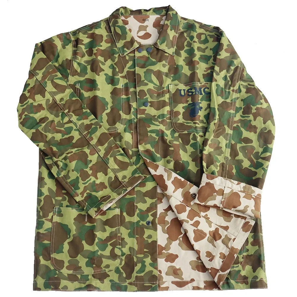 Camo Military Jacket USMC HBT Marine Corps Tactical Outdoor Jacket Pacific Retro WW2 US Army Pure Cotton Running Jacket For Men