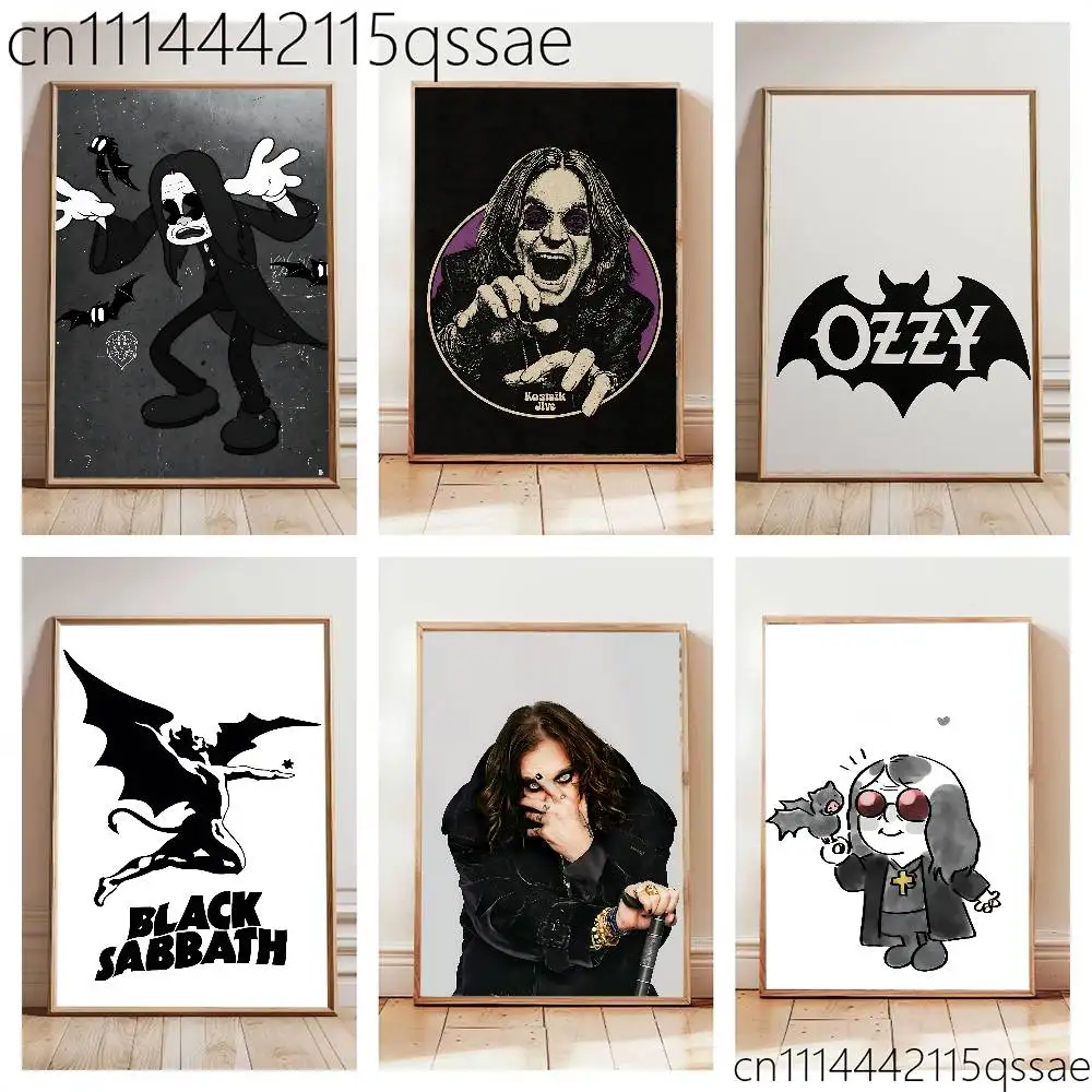 Фото Постер B-Black S-Sabbath Ozzy, самоклеящаяся художественная водонепроницаемая бумажная наклейка для декора стен в кофейне, баре, комнате. №2