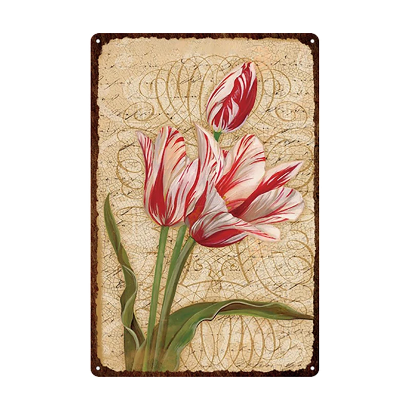 

Flowers Metal Tin Sign Retro Plates Rose Peony Lavender Art Plaque Vintage Poster Garden Room Home Wall Decor Gift 1