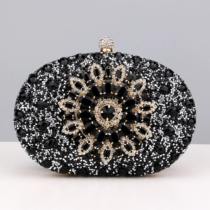 Multicolored Diamond Women Clutch Evening Bags Bridal Crystal Flower Handbags Purses Wedding Party Dinner Bag