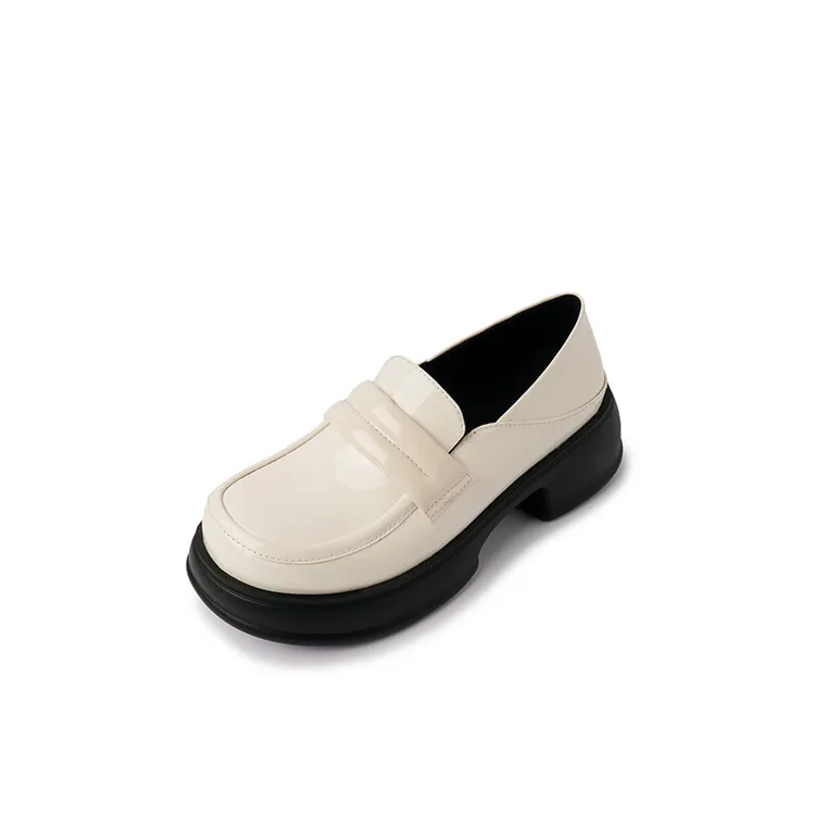 Женская обувь из лакированной кожи женские лоферы на высоком каблуке Осенняя