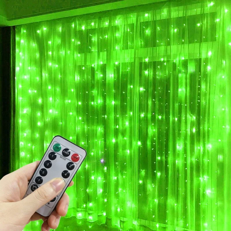 

6x3M LED USB Curtain String Fairy Lights Christmas Garland 8 Modes Remote For New Year 2024 Party Garden Home Wedding Decoration