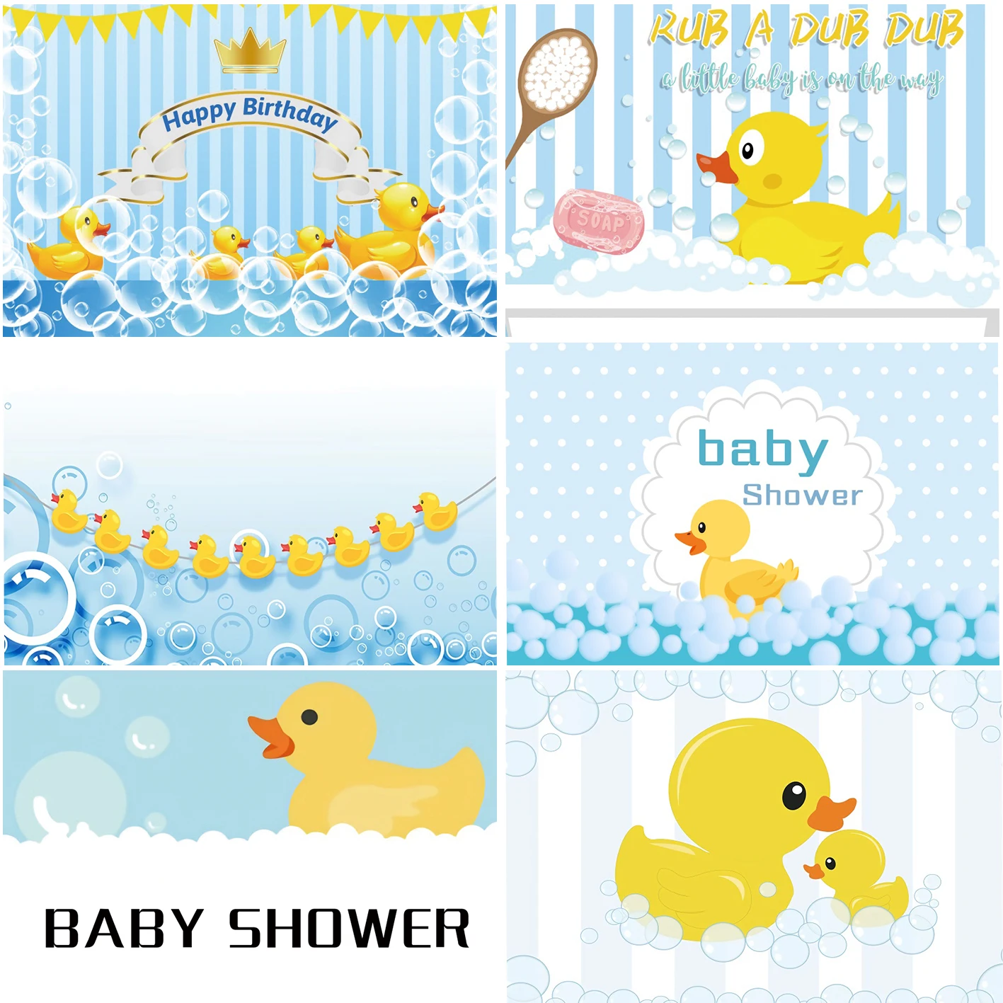 Backgrounds Little Yellow Duck Child 1st Birthday Theme Backdrops Baby Shower Newborn Party Decor Photographic Banner Props