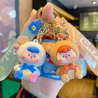 cartoon creative cute baby doll keychain fashion keyring couple bag charm holder ornament key chain car pendant birthday gift