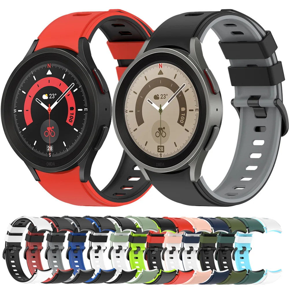 

20mm Silicone Band for Samsung Galaxy Watch 4/5 44mm 40mm/Classic 46mm 42mm Bracelet Wristband for Galaxy Watch 5 Pro 45mm Strap