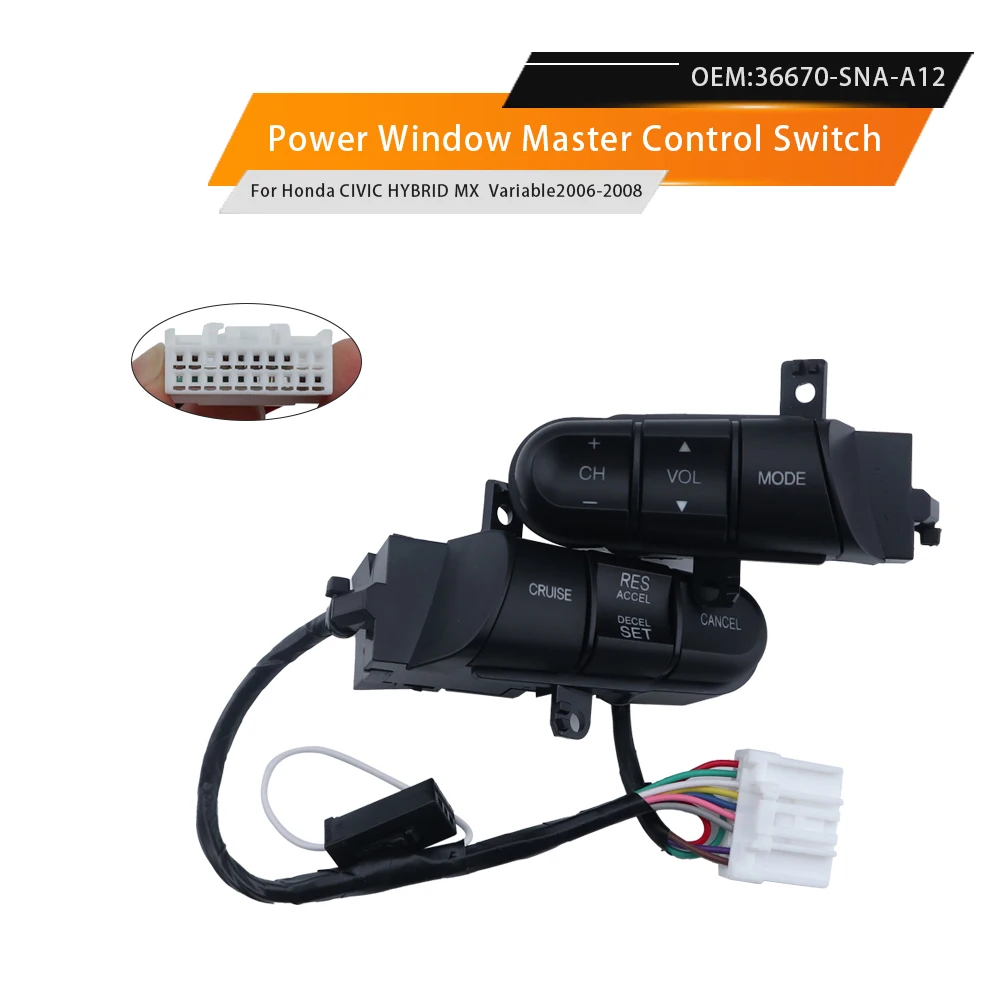 Фото Для Honda Civic 2006-2011 36670-SNA-A11 36670-SNA-A12: Многофункциональные кнопки управления аудиосистемой и круиз-контролем на руле №1