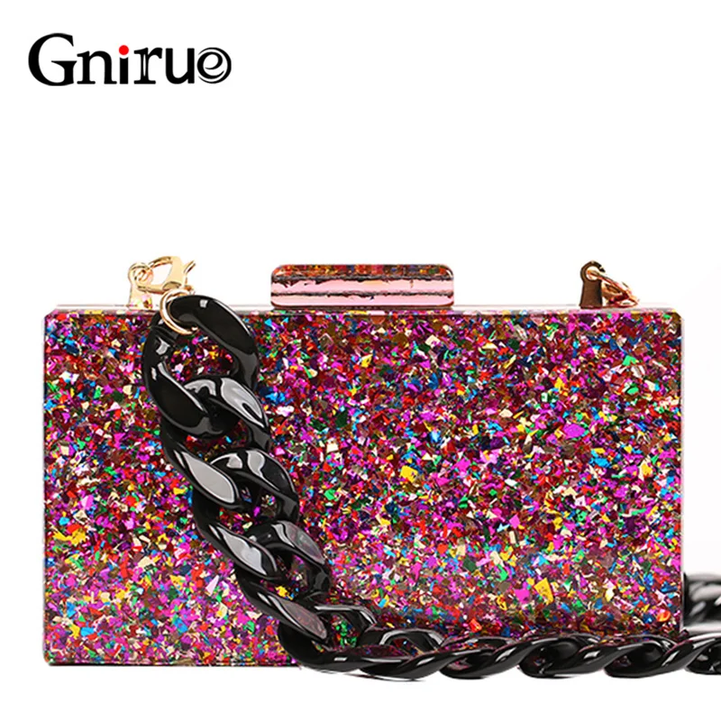 

Colorful Color Acrylic Bag Clutches Women Messenger Shoulder Day Clutches Lady Evening Bags Glitter Party Handbag Wallet