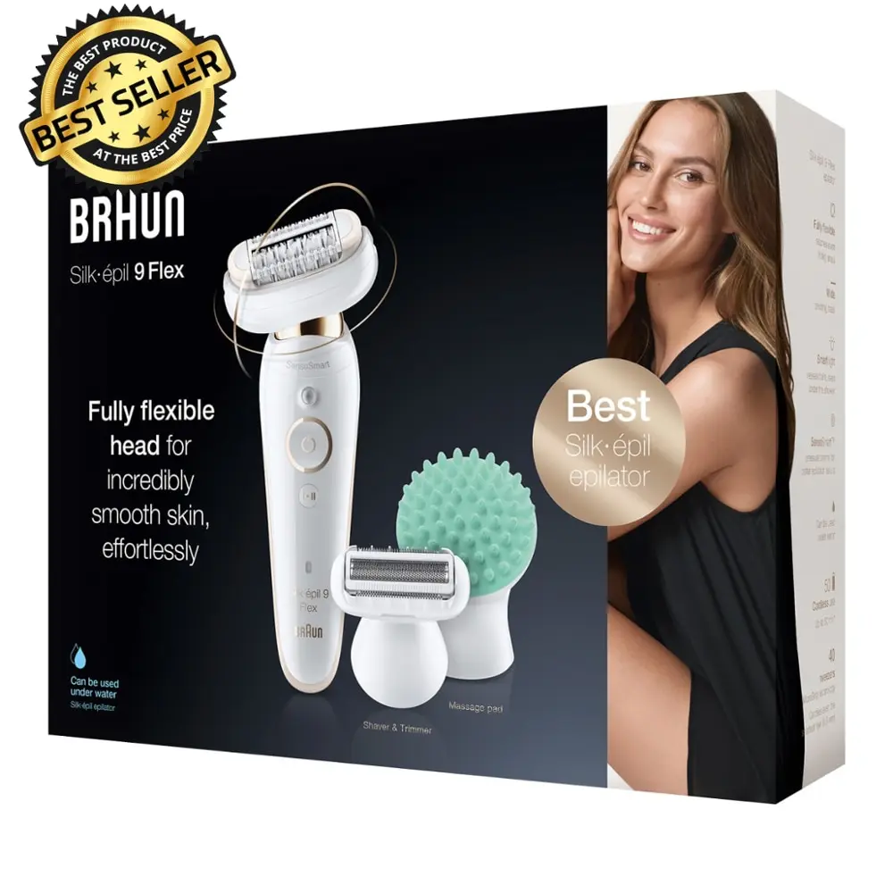 BRAUN Silk-épil 9 Flex 9020 Senso Smart Wet & Dry Epilator with 6 Extras incl. Deep Massage pad. Original Product Fast Shipping