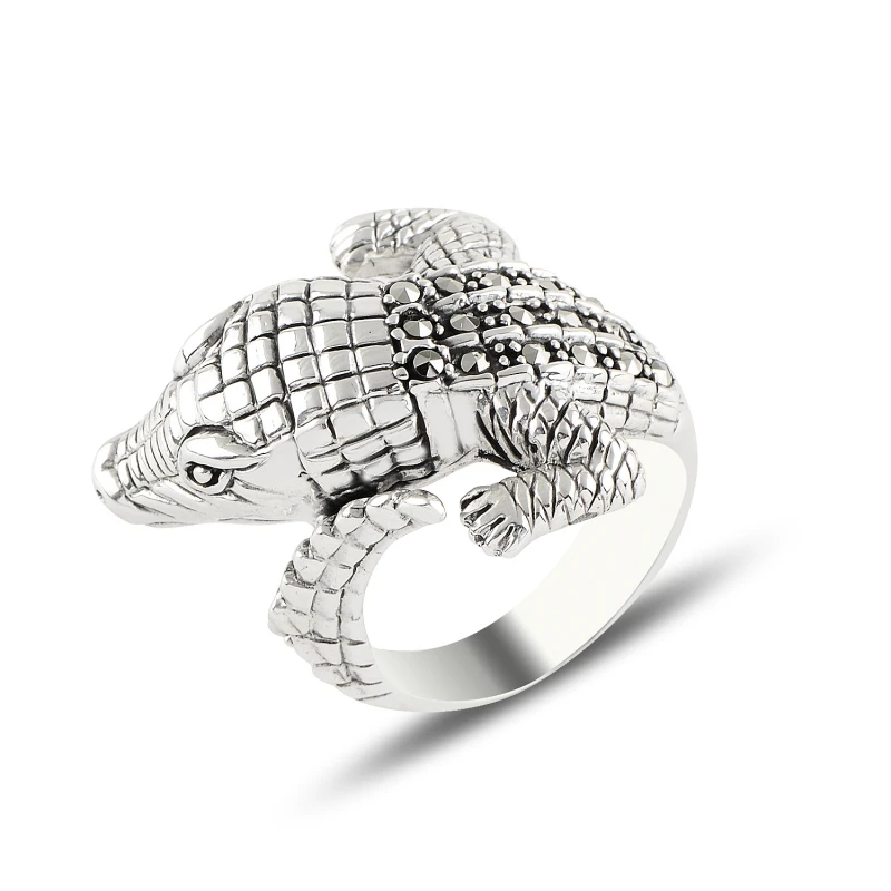 

Silver 925 Set Crocodile Marcasite Ring