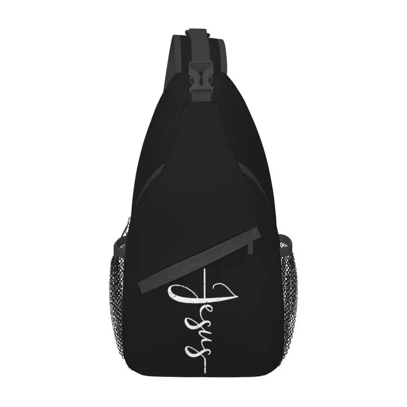 

Jesus Christ On The Cross God Sling Chest Bag Custom Christian Shoulder Crossbody Backpack for Men Cycling Camping Daypack
