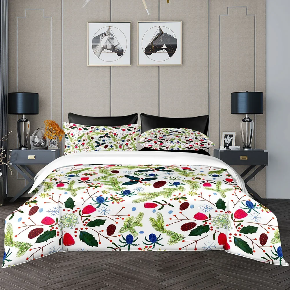 Ink Painting Pattern Duvet Cover Set 220x240 Elegant Soft Quilt 220x260 With Pillowcase White Flat Sheet Bedding