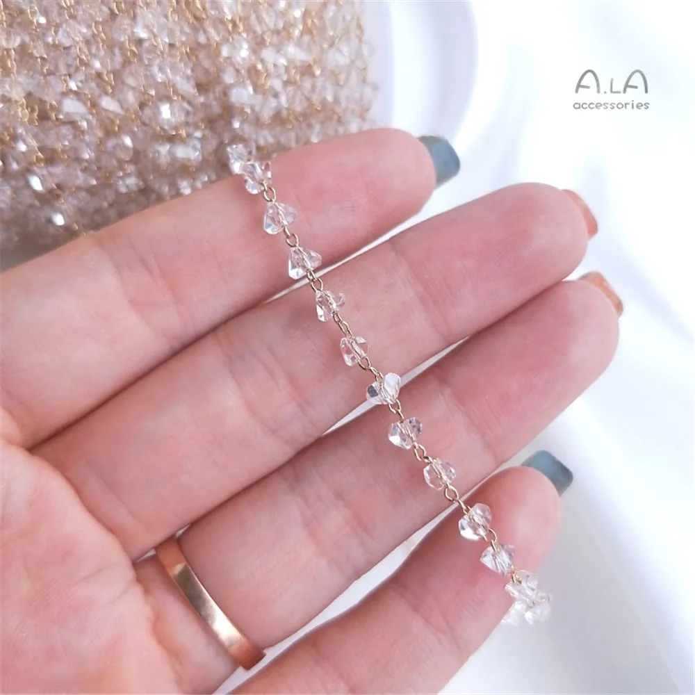 

Позолоченная Подлинная позолоченная маленькая цепочка в форме сердца с цирконом, 14 к