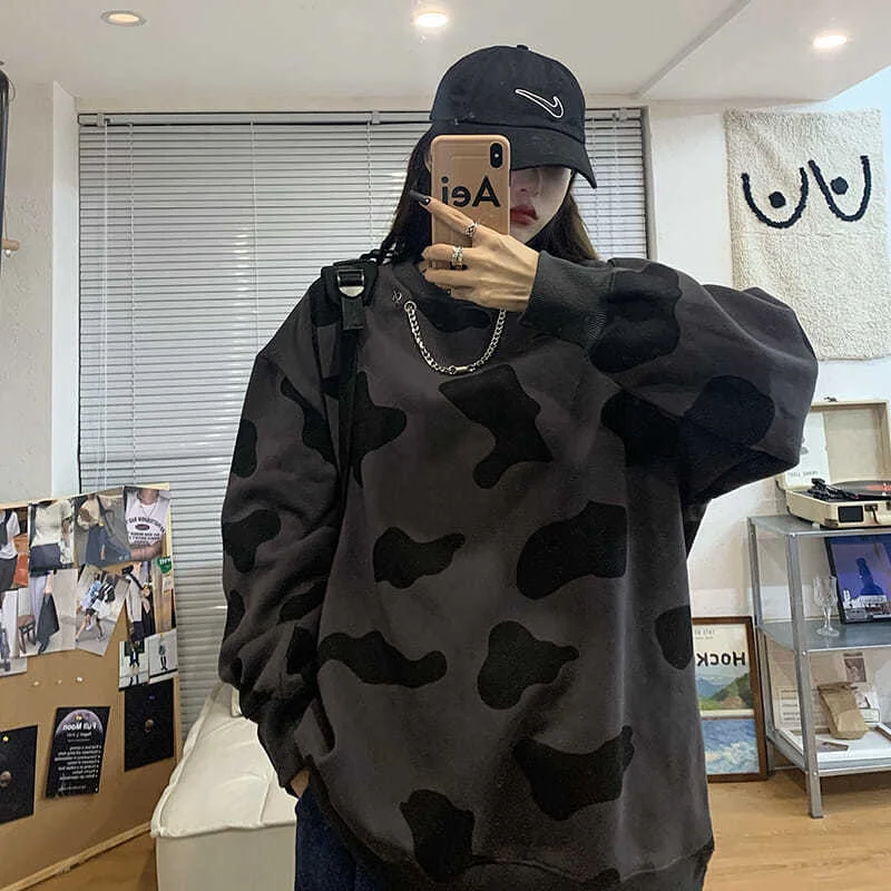 Женский свитер без капюшона тонкий свободный топ с круглым вырезом в Корейском