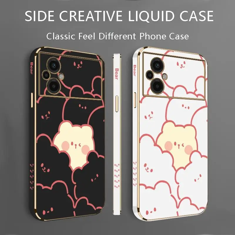 Stacking Bear Luxury Plating Phone Case For Xiaomi Poco M5 M4 Pro F4  X4 GT F4 GT X4F3 X3 M3 X3 NFC X2 X3 Pro C40 Cover