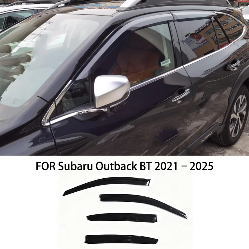 Фото Для Subaru Outback BT 2021–2025: черные водонепроницаемые дефлекторы окон (ветровики) для защиты от солнца и дождя №1