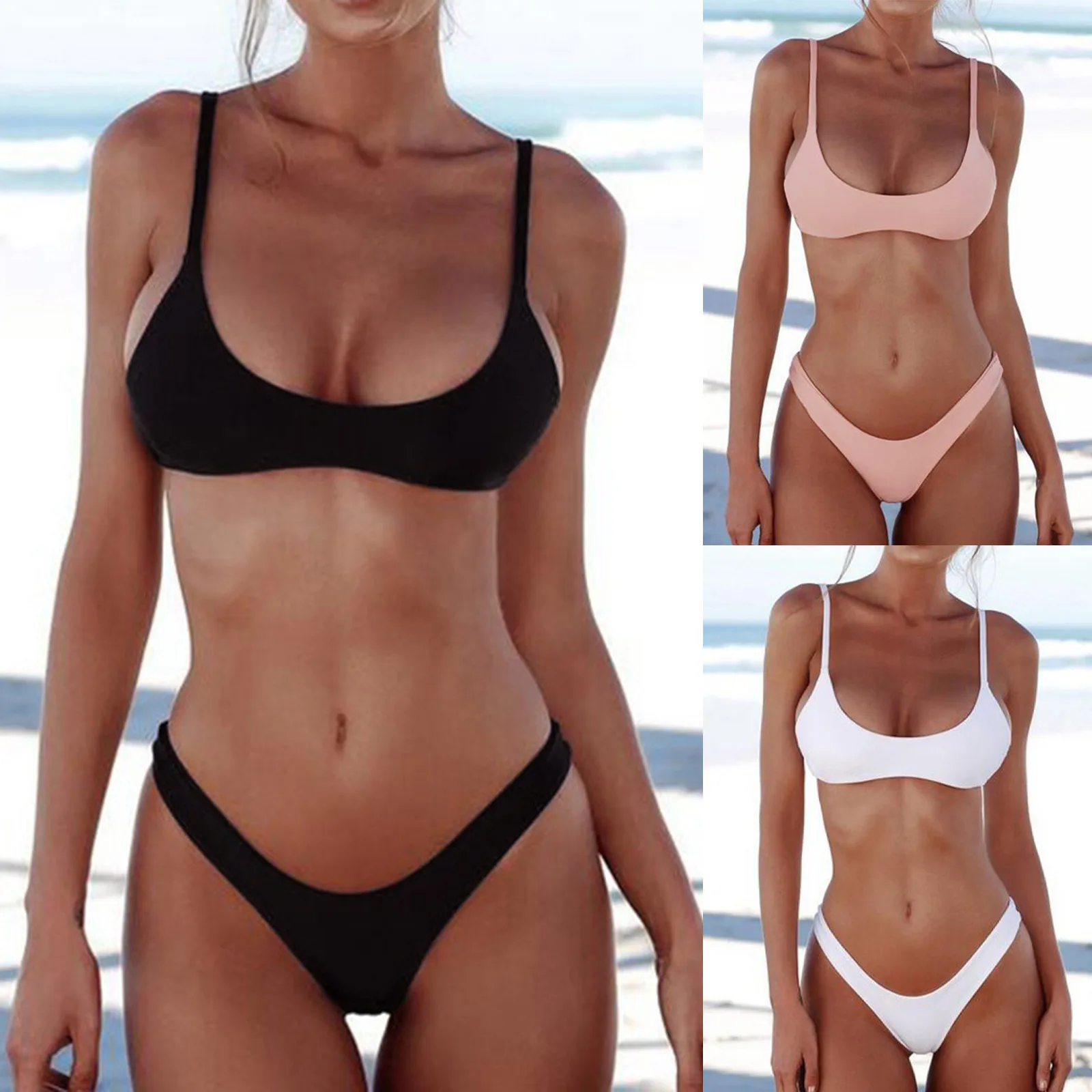 

Solid Sexy Bikini Women Summer Beachwear Swimwear Female Two-piece Swimsuit Filled Bra Bathing Suit Trajes de baño mujer Bikinis