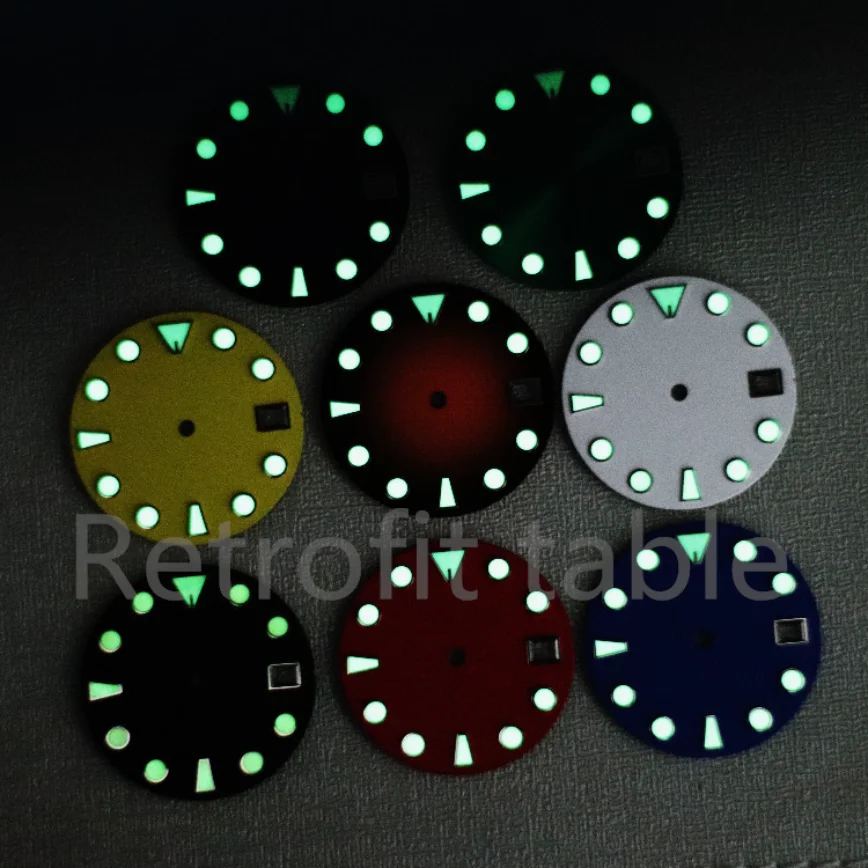 New NH35 Dial Matte Grain Mechanical Diver Dial Hand C3 Strong Green Luminous Dial for NH35/NH36/4R/6R Movement enlarge
