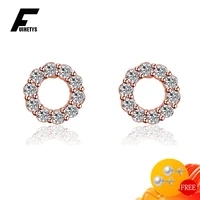 charm earrings silver 925 jewelry round zircon gemstone stud earring fashion accessories for women wedding engagement party gift