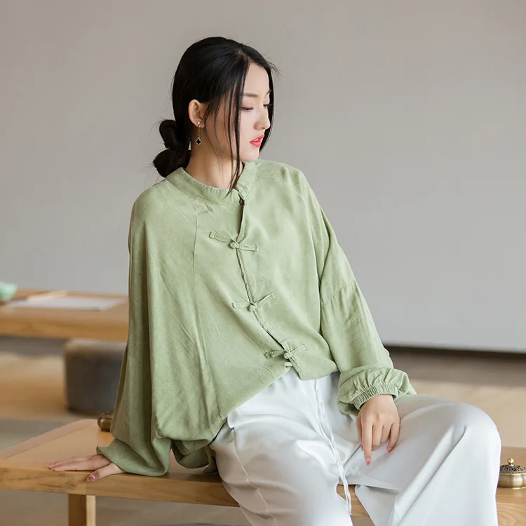 Cotton Linen Women Yoga Tai Chi Meditation Shirts Chinese Style Open Front Jacket Cardigan Casual Travel Workout Kungfu Shirt