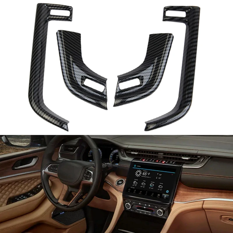 

4Pcs Carbon Fiber Dashboard Front Air Vent Housing Outlet Frame Decorative Cover Trim For Jeep Grand Cherokee 2021 2022
