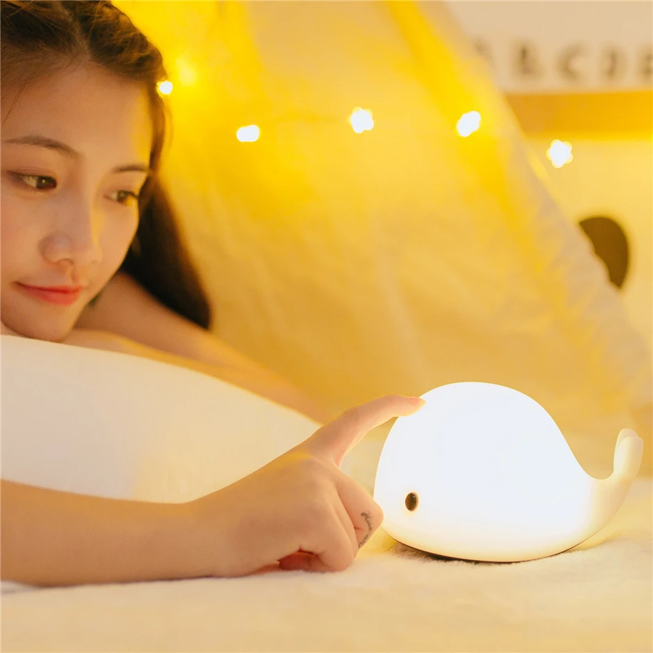 Desk Night Lights Baby Room Whale Cartoon Night Light Kids Bed Table Lamp Sleeping Lamps With Bulb for Children Christmas Gift