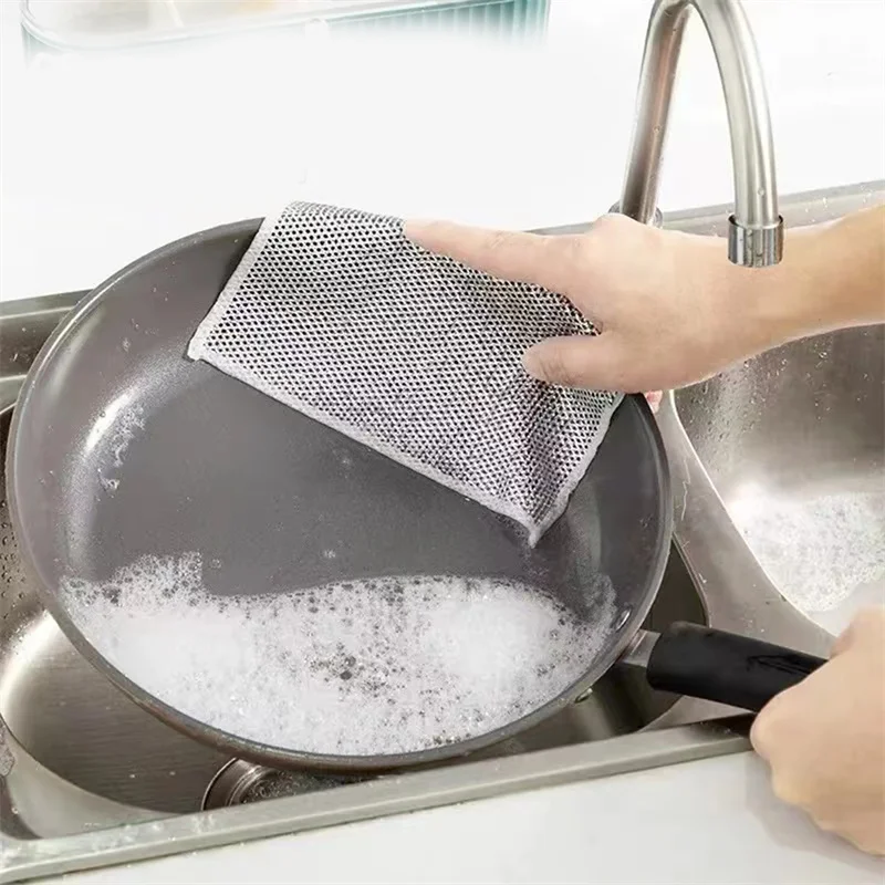 10 Упаковок Волшебной Ткани Для Чистки Двусторонняя Металлическая Проволочная