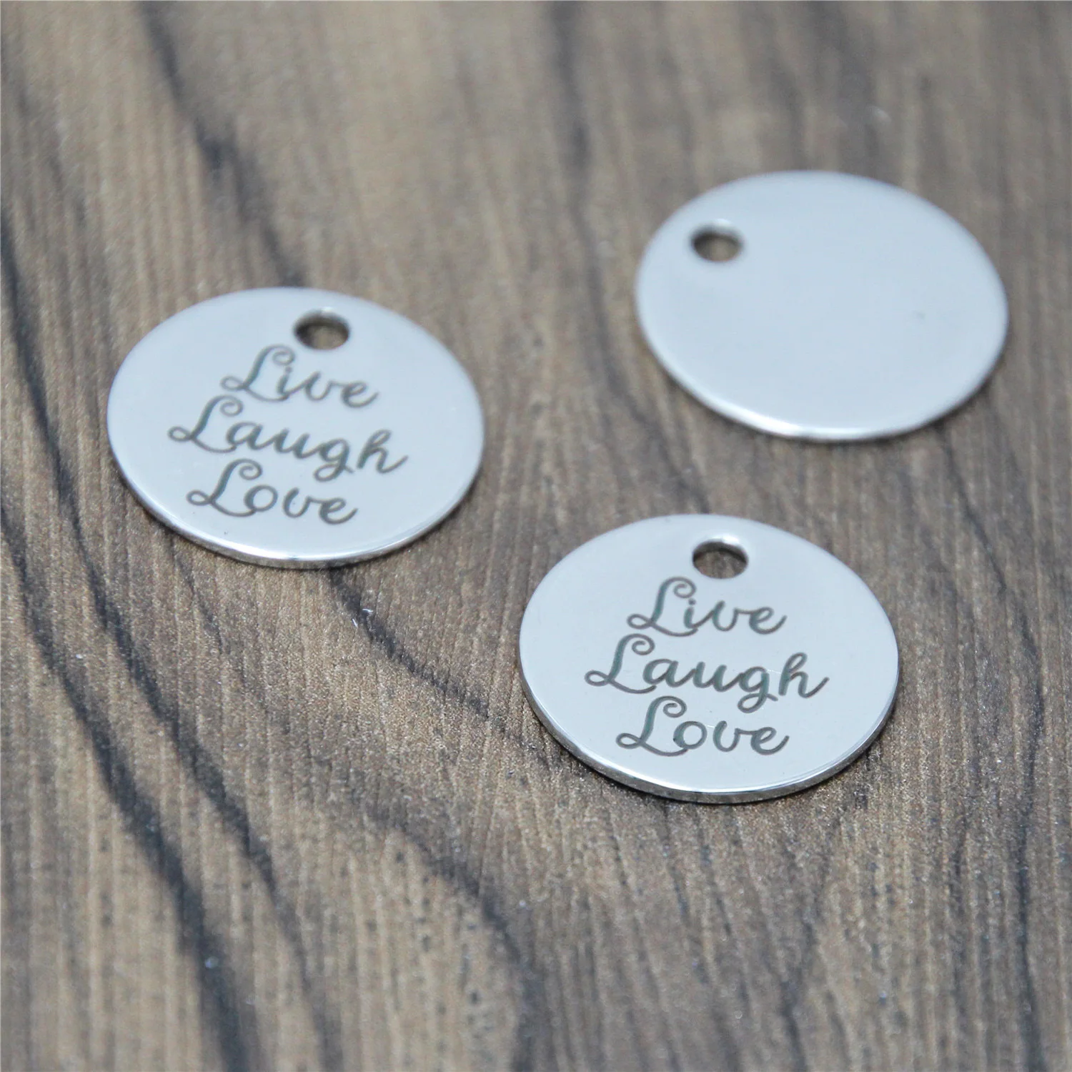 10 шт./лот живой Смех Любовь диск Шарм из нержавеющей стали мотивационный Шарм Подвеска 20 мм