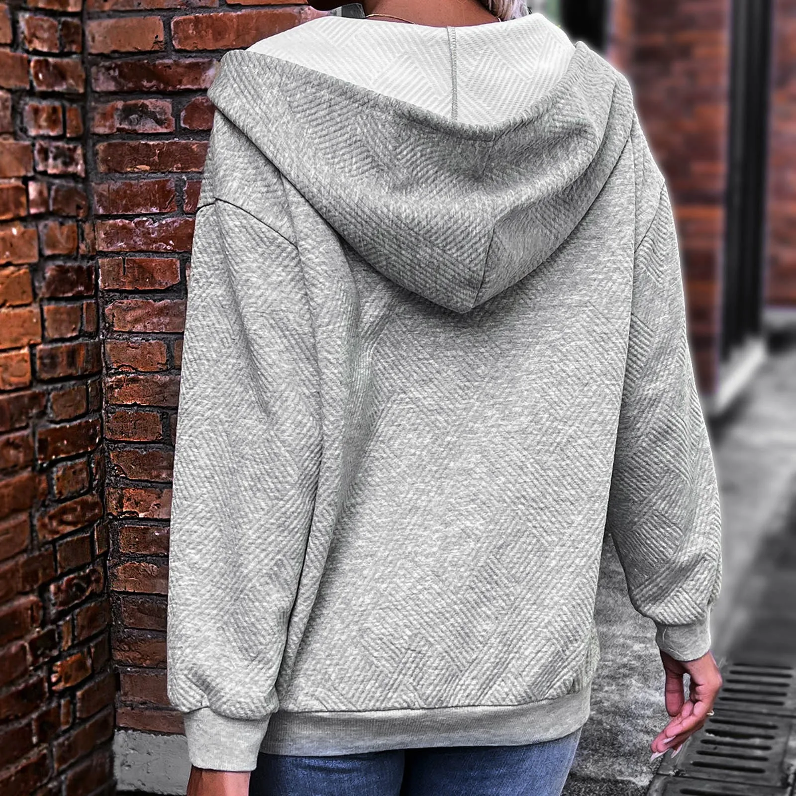 

Women's Casual Solid Color Long Sleeved Hooded Sweater Postal Sweatshirts Women