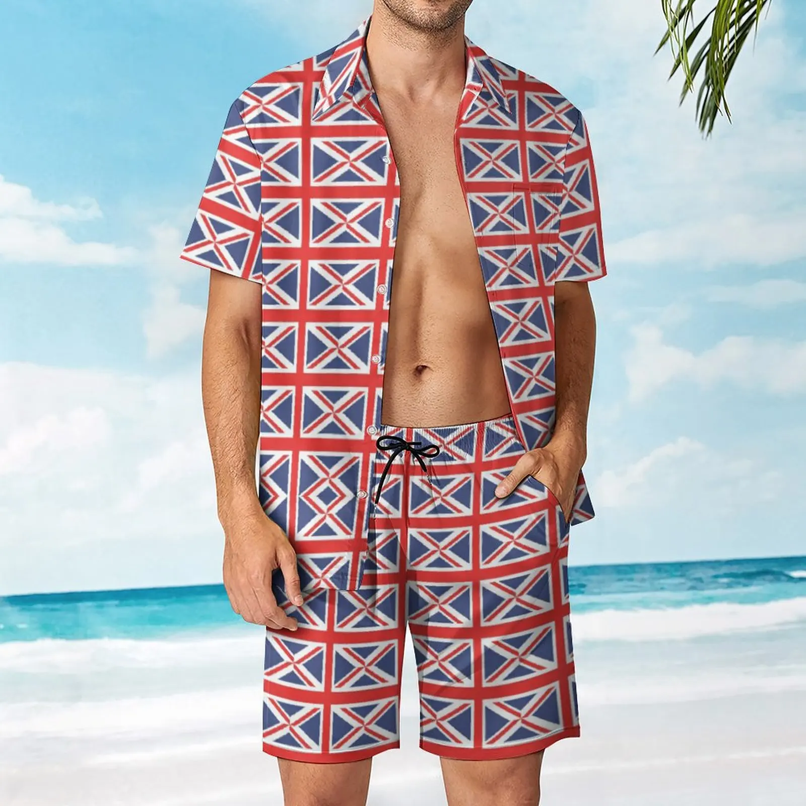 Union Jack Flag of The United Kingdom.  Tapestry Y  Home Men's Beach Suit Unique 2 Pieces Coordinates  top Quality