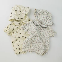 0 2 years baby girl floral cherry short puff sleeve romper hat clothing newborn girls cotton bodysuit infant one piece clothes