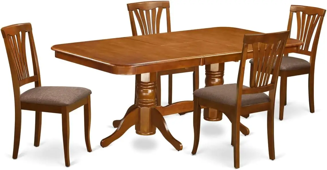 Набор из 5 предметов включает прямоугольный обеденный стол с листьями-бабочкой и
