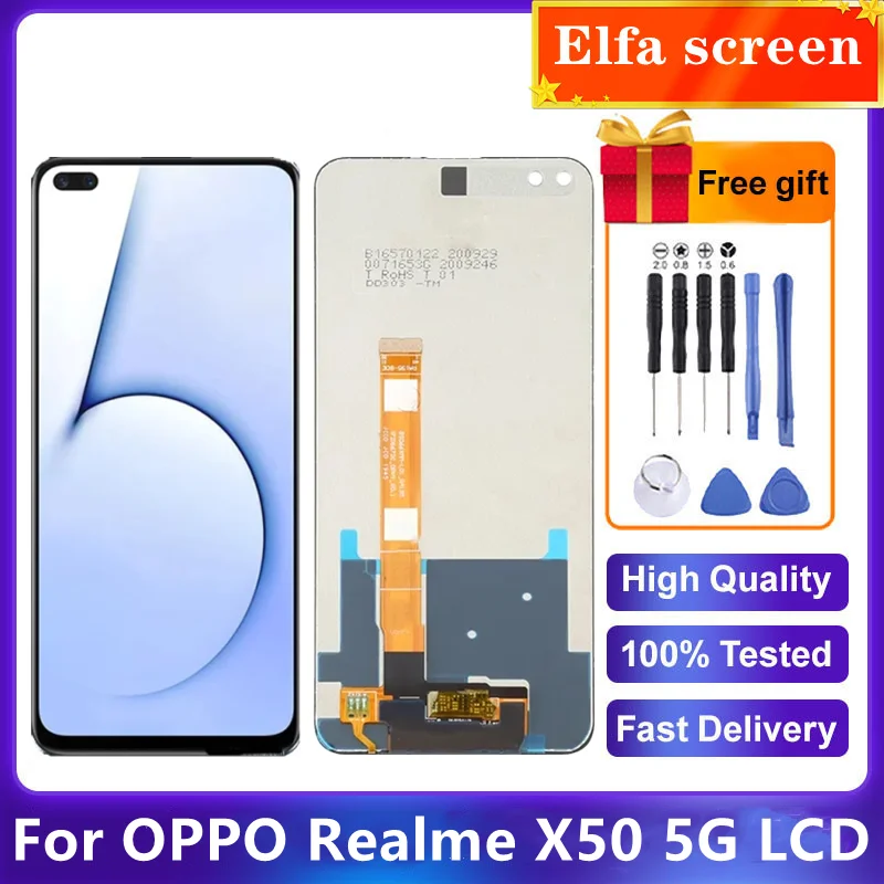 100% протестированный Оригинальный дисплей на замену 6,57 дюйма для Realme X50 5G RMX2144, ЖК-дисплей с сенсорным экраном и дигитайзером в сборе