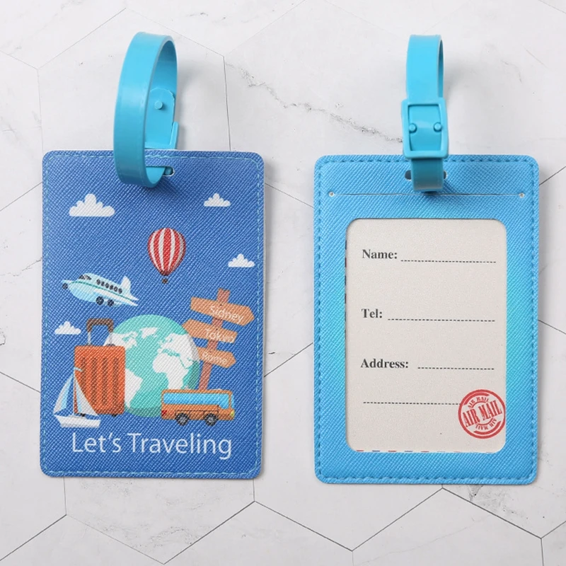Creative Fashion Travel Accessories Luggage Tag PU Suitcase ID Addres Holder Baggage Boarding Tag Portable Label Luggage Tag