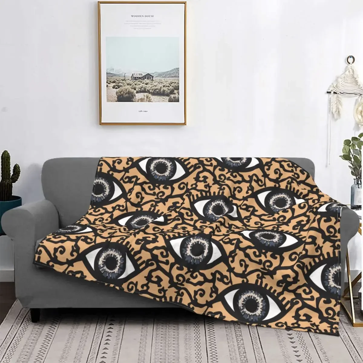 

Текстурированное одеяло с глазами на бежевом фоне, Фланелевое текстильное декоративное портативное легкое одеяло для постельного белья, предметы одежды
