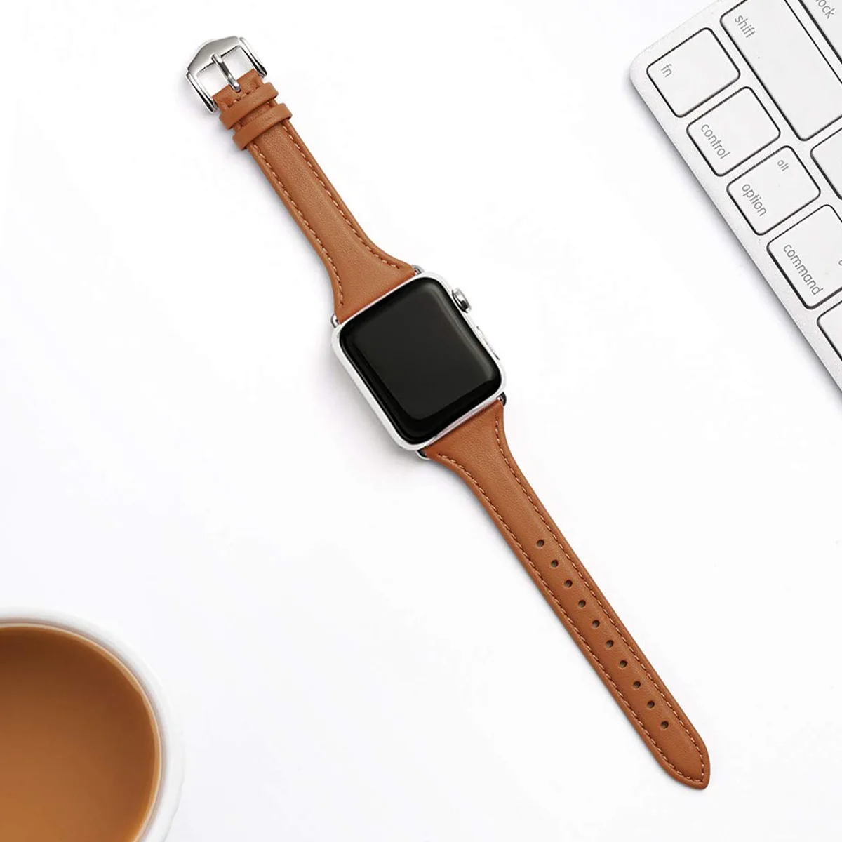 Фото Оптовая цена: Ремешки для Apple Watch из натуральной кожи, модные узкие ремешки S11, сменные браслеты №4
