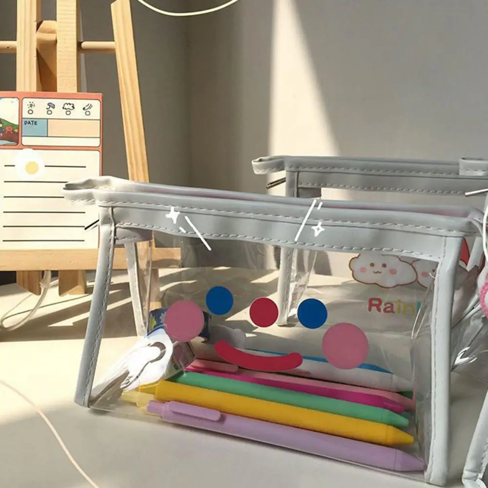 

Легкий милый мультяшный пенал с милым рисунком INS, Прочный чехол для карандаша на молнии, дизайн с пряжкой для ежедневного использования