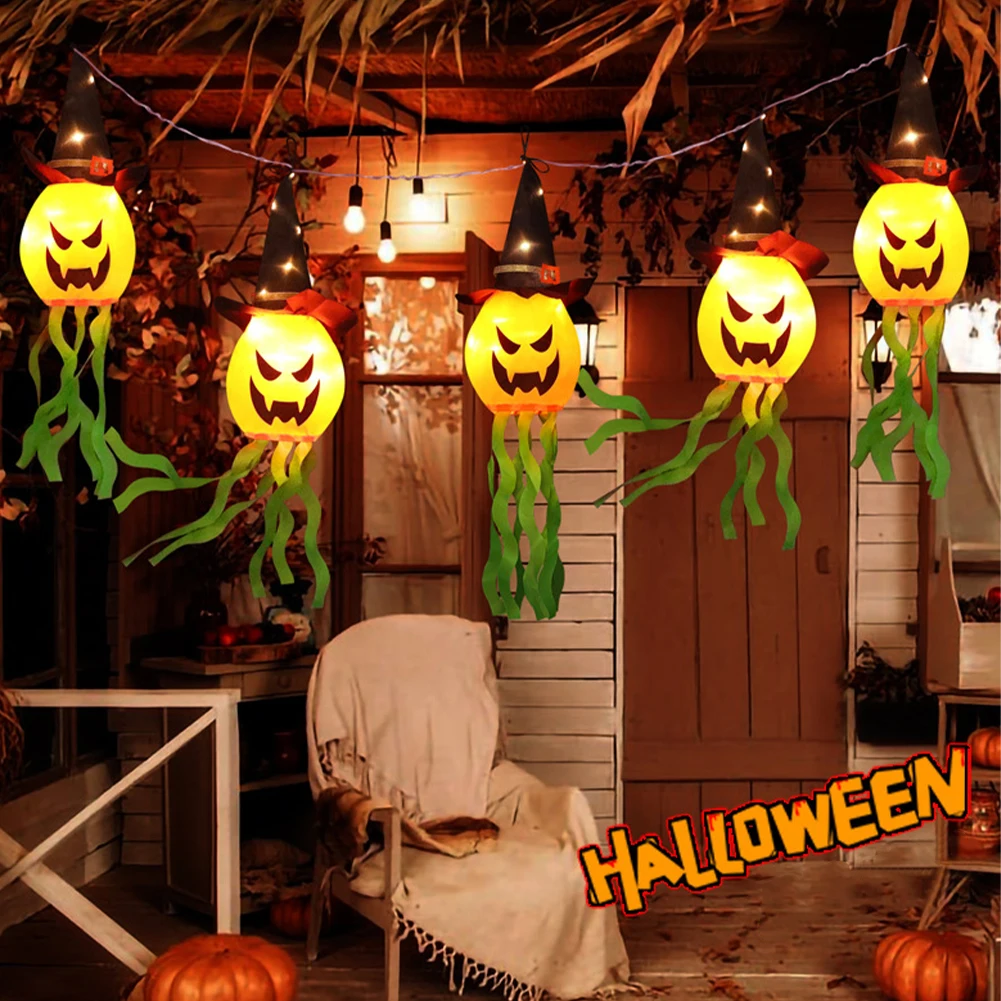 

Светодиодная гирлянда на батарейках с подвесной дверью в виде тыквы, украшение для дома на Хэллоуин