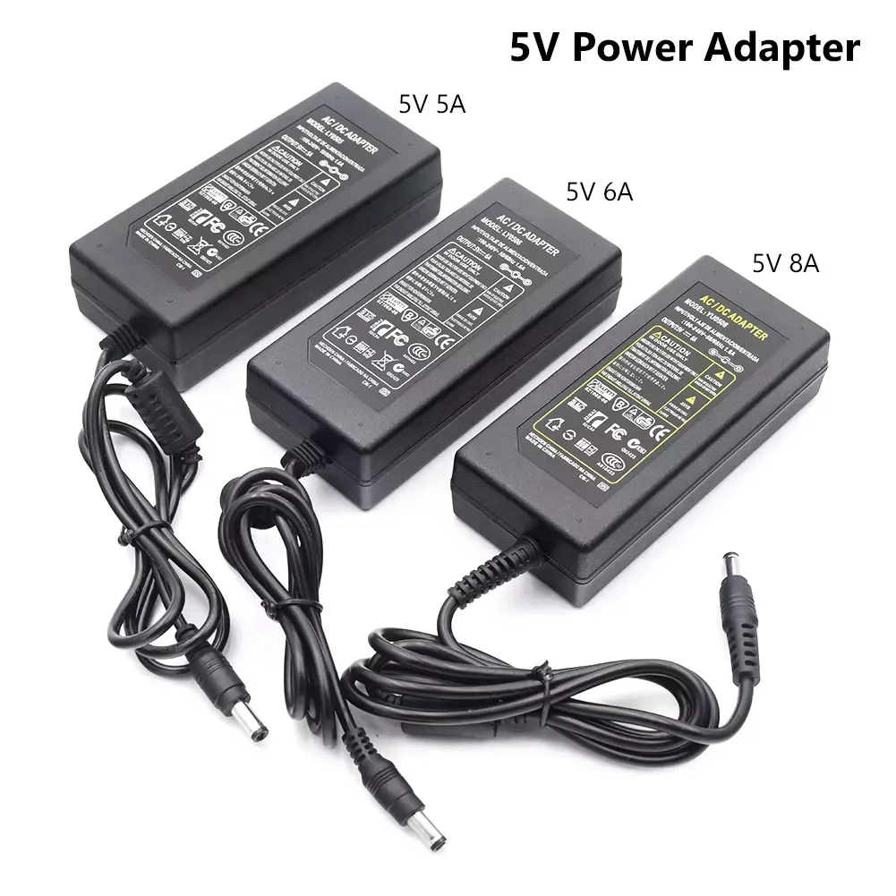 

NEW2023 AC / DC Adapter DC 5V 5A AC 100-240V Converter power Adapter 5Volt Power Supply Charger EU US Plug For Strip Light Drive