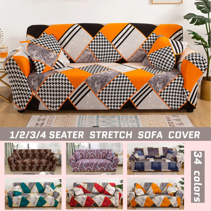 

Растягивающийся чехол для дивана в клетку, эластичные Чехлы для дивана в гостиную, чехол для дивана, стула, кушетки, домашний декор, на 1/2/3/4-м...