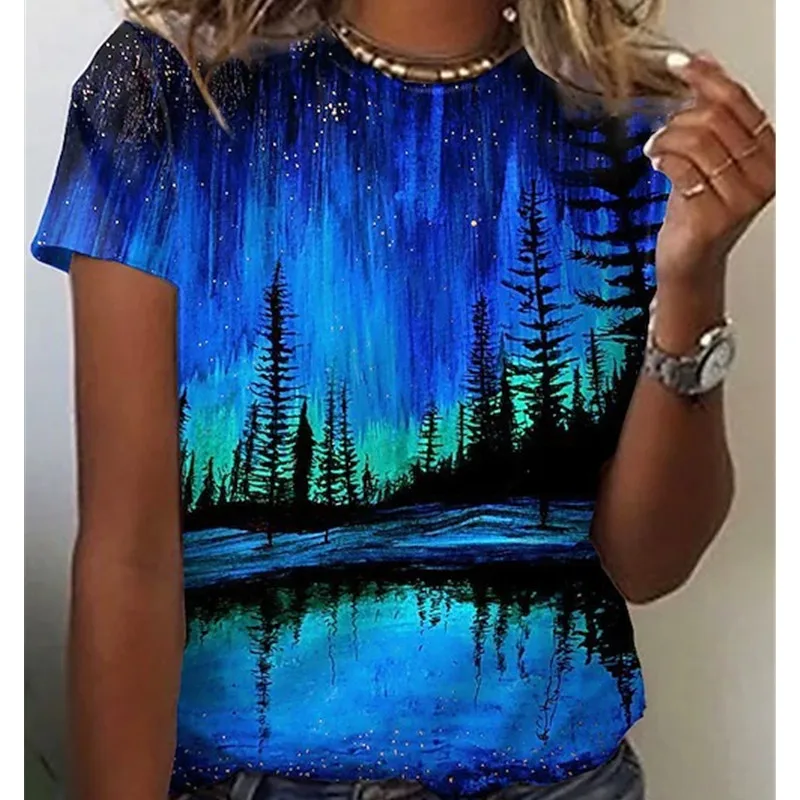 

2022 New Women Round Neck Casual Loose T Shirt Women's Tops Graphic Tee Y2k Tops