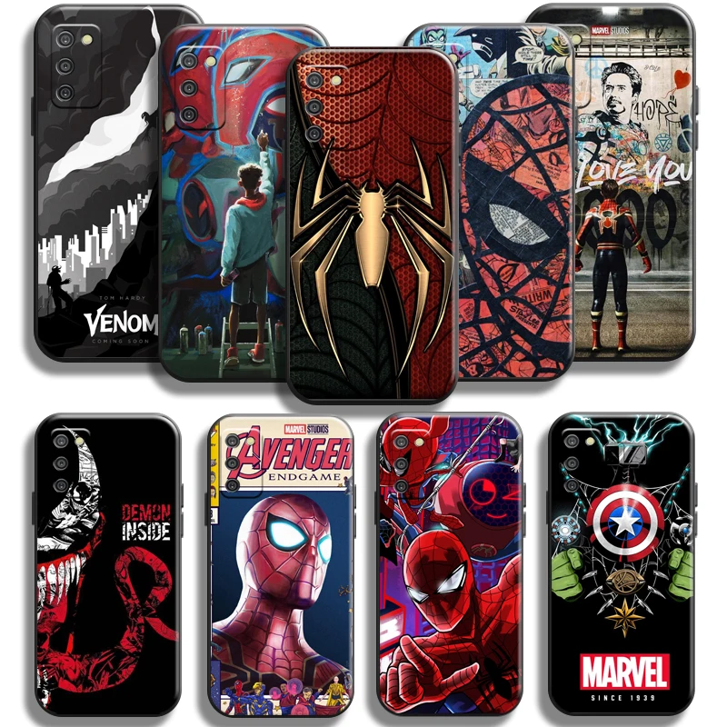 

Spiderman Venom Iron Man Phone Case For Samsung Galaxy A03 A03S Cases Soft Shell Black Coque Cover Liquid Silicon Carcasa TPU