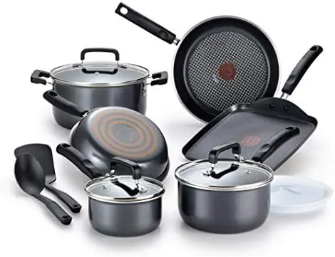 

Nonstick Cookware Set 12 Piece Induction Pots and Pans, Dishwasher Safe Slate,Grey Air fryer silicone liner Wooden box Baking tr