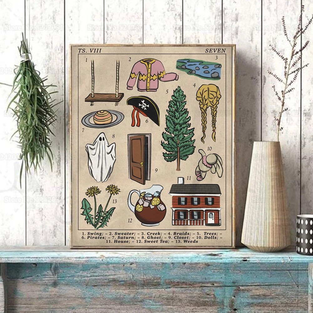 Тэйлор семь вдохновил плакат ботаническая иллюстрация популярная песня